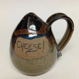 Cheese Spice Herb Shaker Stoneware Signed Rustic